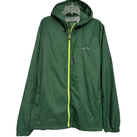 Eddie Bauer Wind Jacket Hooded Lightweight Packable Hood Coat Green Grey Men 2XL - Picture 7 of 13